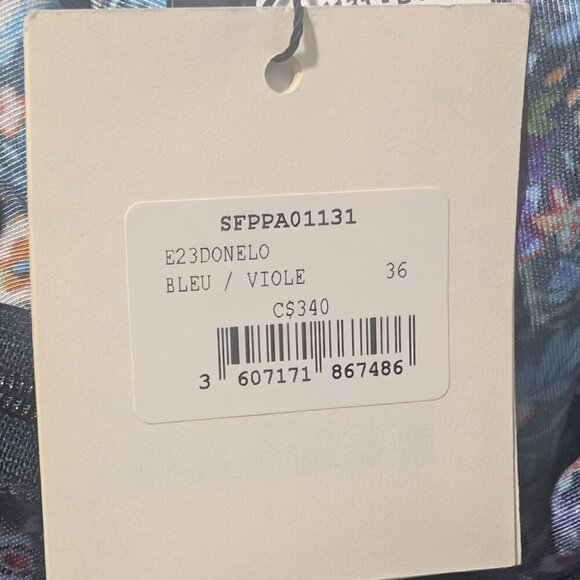 Sandro | Donelo Satin Floral Print Flare Pants In Purple/Blue - Picture 11 of 16